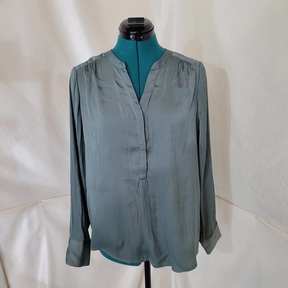 Soyaconcept Tops - 👕 Soyaconcept Green Sage Satin Charmeuse Long Sleeve Blouse - Size Small